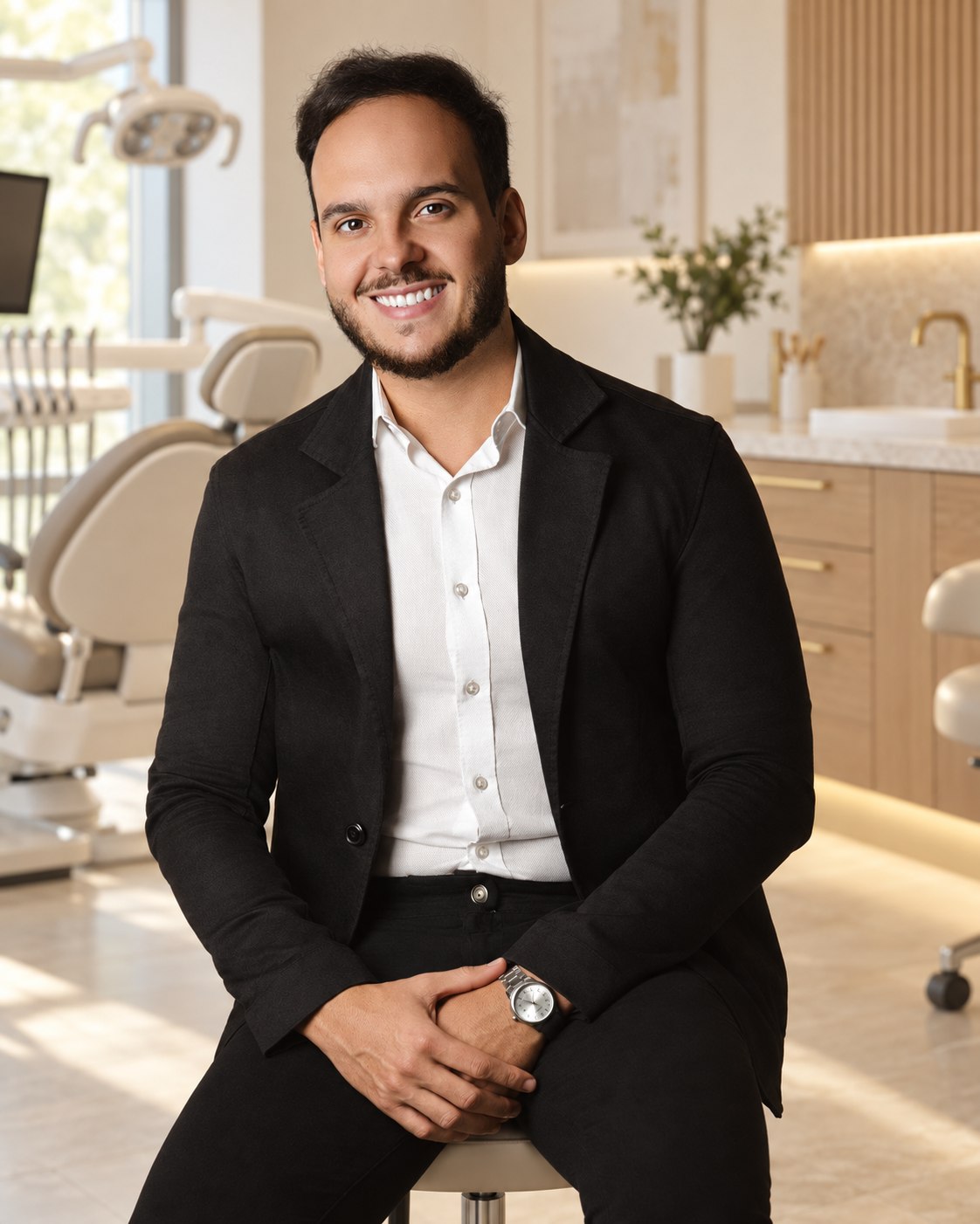 Dr. Thiago Braga em composição com ambiente odontológico